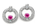 Tommaso Design Round 3 mm Genuine Pink Tourmaline Round Circle Earrings