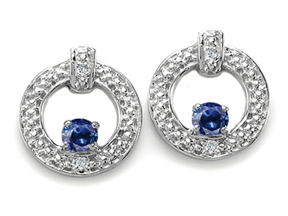 Tommaso Design Round 3 mm Genuine Sapphire Round Circle Earrings