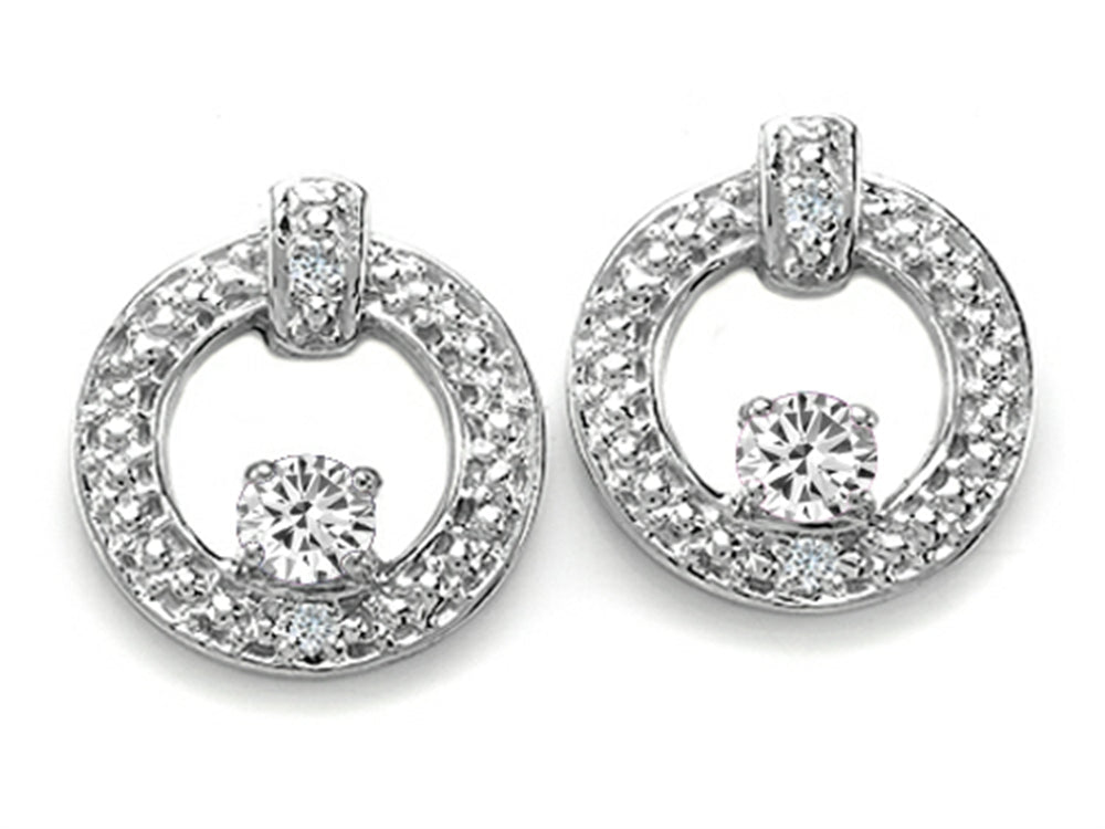 Tommaso Design Round 3 mm Genuine White Topaz Round Circle Earrings