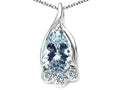 Tommaso Design Pear Shape 7x5mm Genuine Aquamarine Pendant Necklace