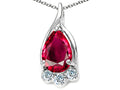 Tommaso Design Pear Shape 7x5mm Created Ruby Pendant Necklace
