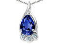 Tommaso Design Pear Shape 7x5mm Created Blue Sapphire Pendant Necklace