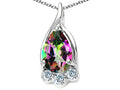 Tommaso Design Pear Shape 7x5mm Rainbow Mystic Topaz Pendant Necklace