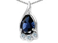 Tommaso Design Genuine Pear Shape Sapphire Pendant Necklace