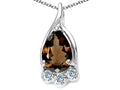 Tommaso Design Pear Shape 7x5mm Genuine Smoky Quartz Pendant Necklace