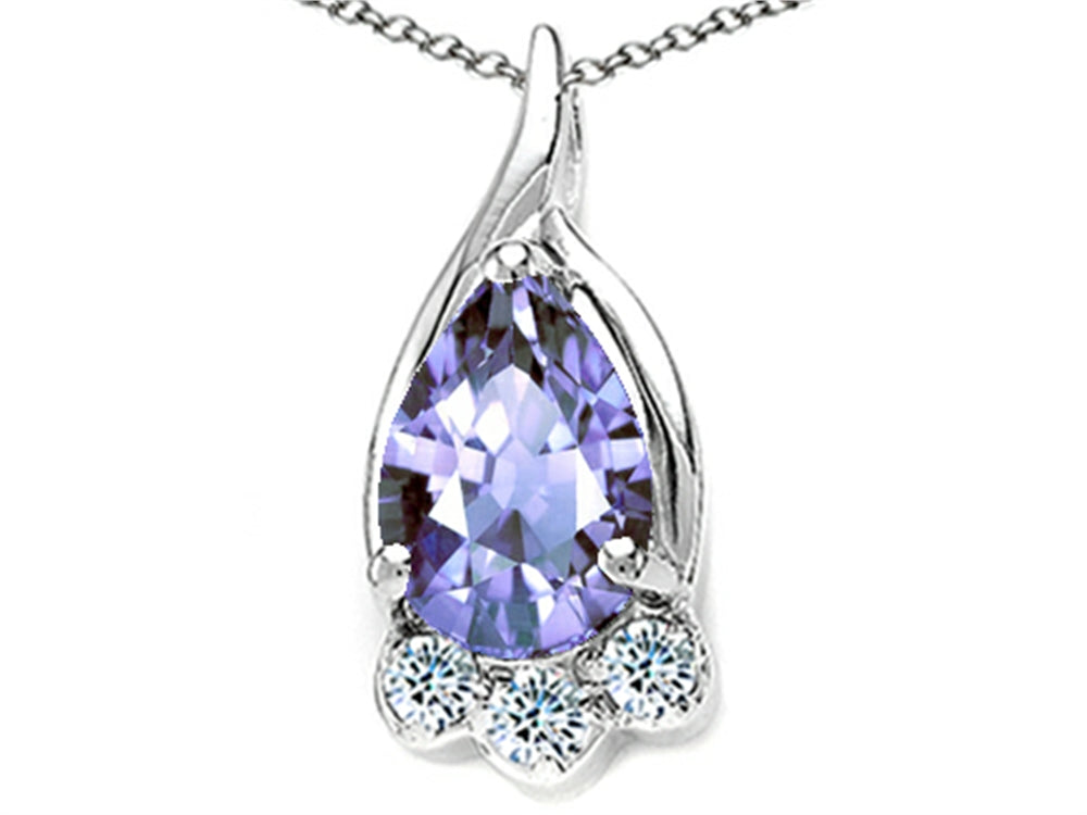 Tommaso Design™ Pear Shape 7x5mm Genuine Tanzanite Pendant Necklace