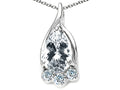Tommaso Design Pear Shape 7x5mm Genuine White Topaz Pendant Necklace