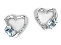 Tommaso Design Oval 5x3mm Genuine Aquamarine Heart Earrings