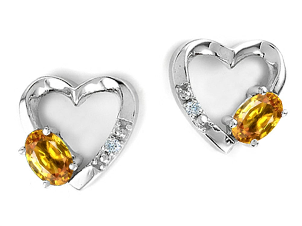 Tommaso Design Oval 5x3mm Genuine Citrine Heart Earrings