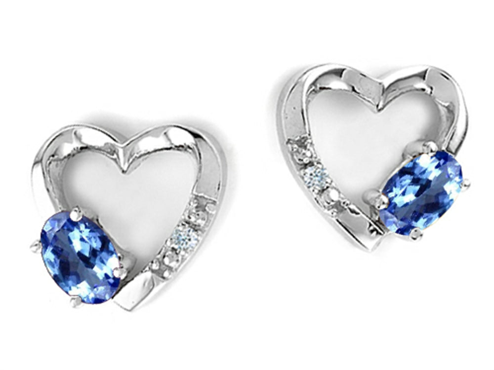 Tommaso Design™ Oval 5x3mm Genuine Tanzanite Heart Earrings