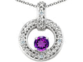 Tommaso Design Round 4 mm Genuine Amethyst Round Circle Pendant Necklace