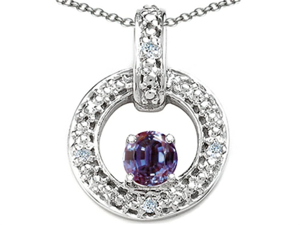 Tommaso Design Round 4 mm Simulated Alexandrite Round Circle Pendant Necklace