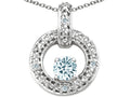Tommaso Design Round 4 mm Genuine Aquamarine Round Circle Pendant Necklace