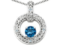 Tommaso Design Round 4 mm Genuine Blue Topaz Round Circle Pendant Necklace