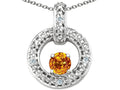 Tommaso Design Round 4 mm Genuine Citrine Round Circle Pendant Necklace