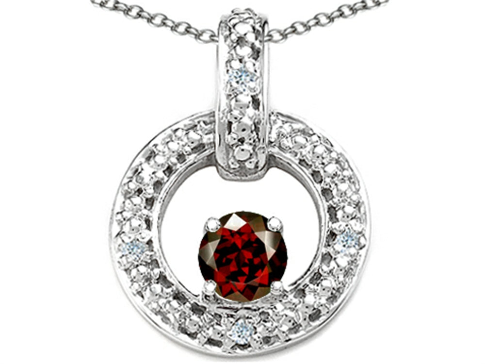 Tommaso Design™ Round 4 mm Genuine Garnet Round Circle Pendant Necklace