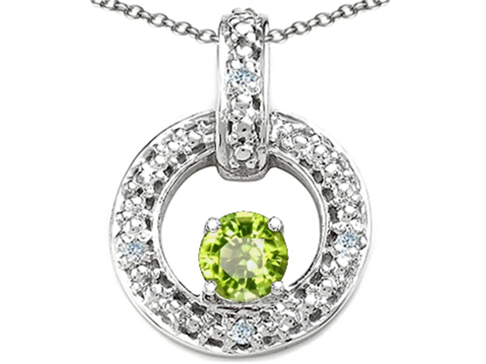Tommaso Design Round 4 mm Genuine Peridot Round Circle Pendant Necklace