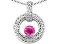 Tommaso Design Round 4 mm Genuine Pink Tourmaline Round Circle Pendant Necklace