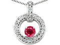 Tommaso Design Genuine Ruby and Diamond Round Circle Pendant Necklace