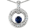 Tommaso Design Round 4 mm Genuine Sapphire Round Circle Pendant Necklace