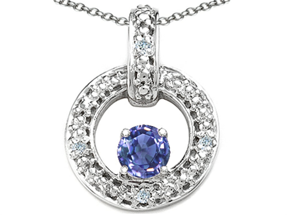 Tommaso Design™ Round 4 mm Genuine Tanzanite Round Circle Pendant Necklace