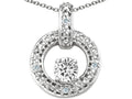 Tommaso Design Round 4 mm Genuine White Topaz Round Circle Pendant Necklace