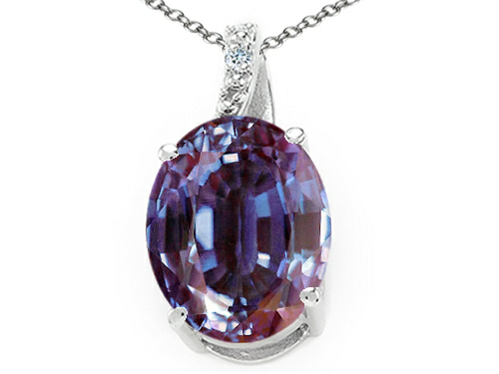 Tommaso Design Oval 10x8mm Simulated Alexandrite Pendant Necklace