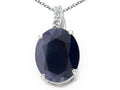 Tommaso Design Oval 10x8mm Genuine Black Sapphire Pendant Necklace