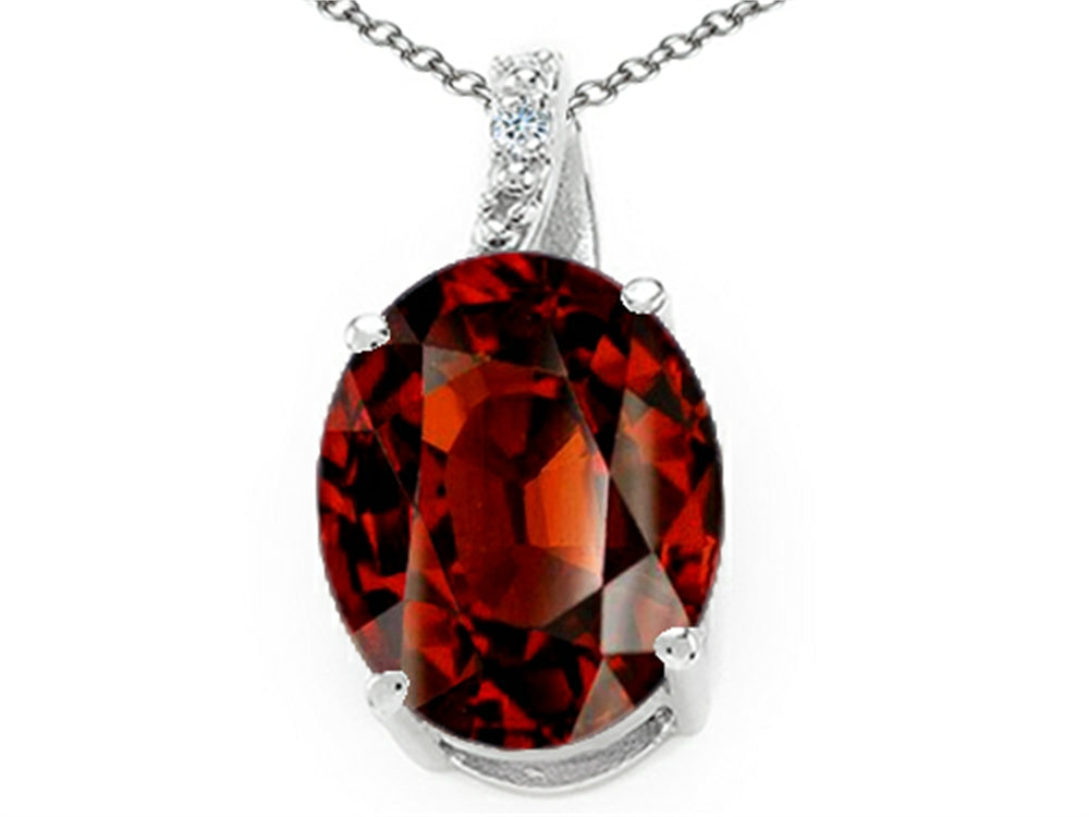 Tommaso Design Oval 10x8mm Genuine Garnet Pendant Necklace