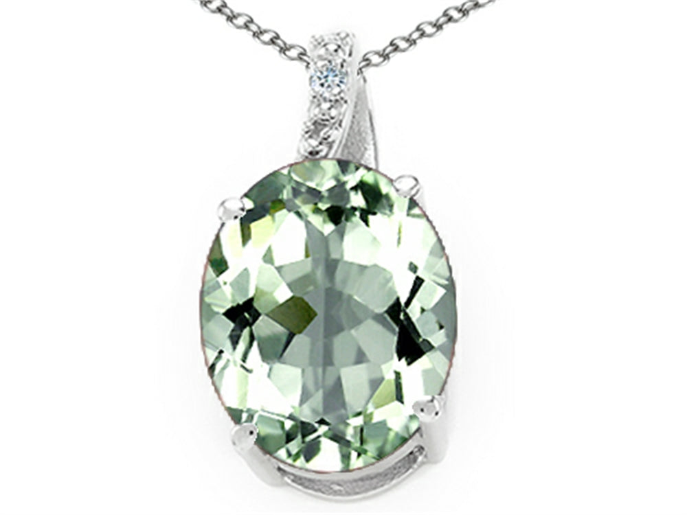 Tommaso Design™ Oval 10x8mm Green Amethyst Pendant Necklace