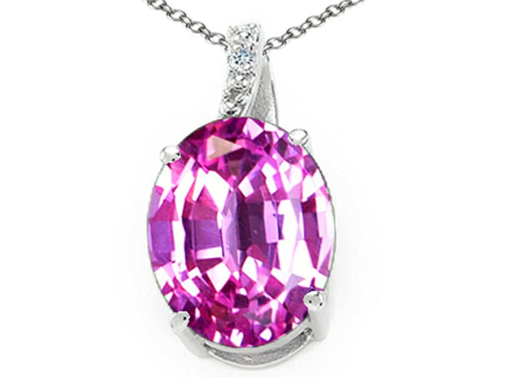 Tommaso Design Created Oval Pink Sapphire and Diamond Pendant Necklace