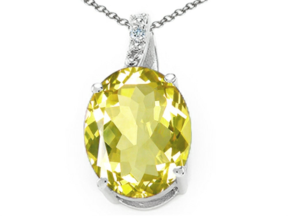 Tommaso Design Oval 10x8mm Genuine Lemon Quartz Pendant Necklace