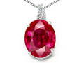 Tommaso Design Oval Created Ruby Pendant Necklace