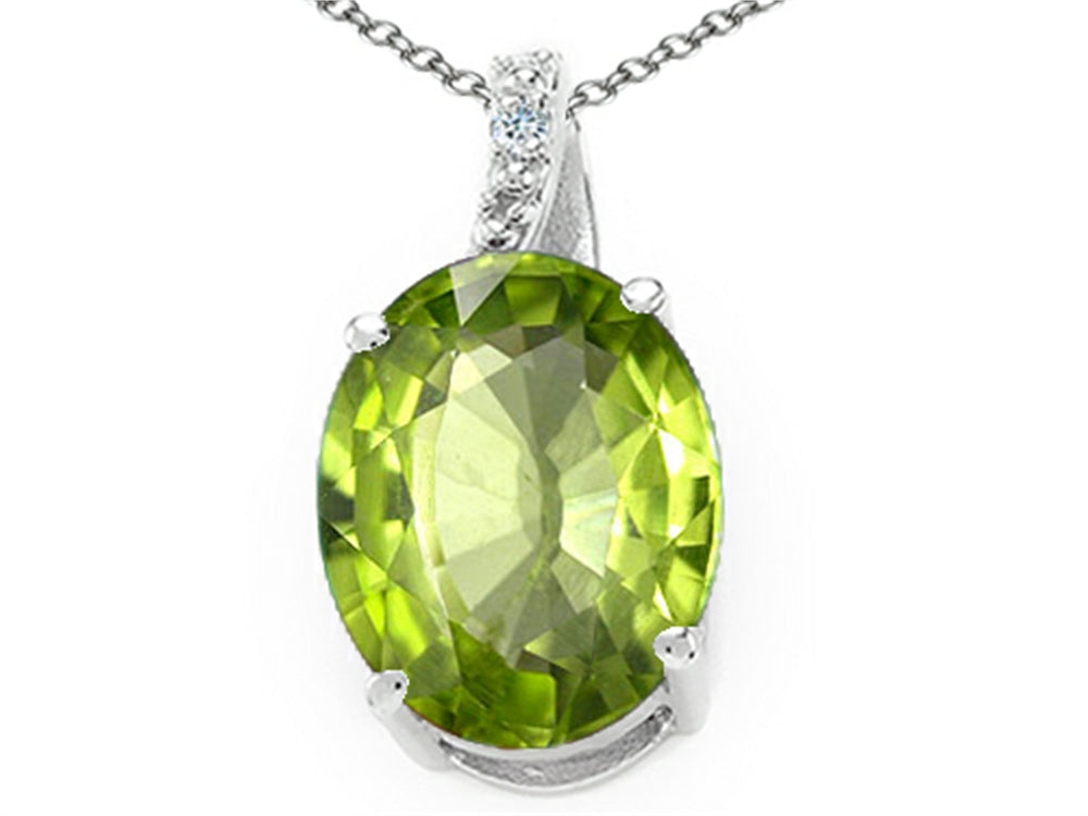 Tommaso Design Oval 10x8mm Genuine Peridot Pendant Necklace