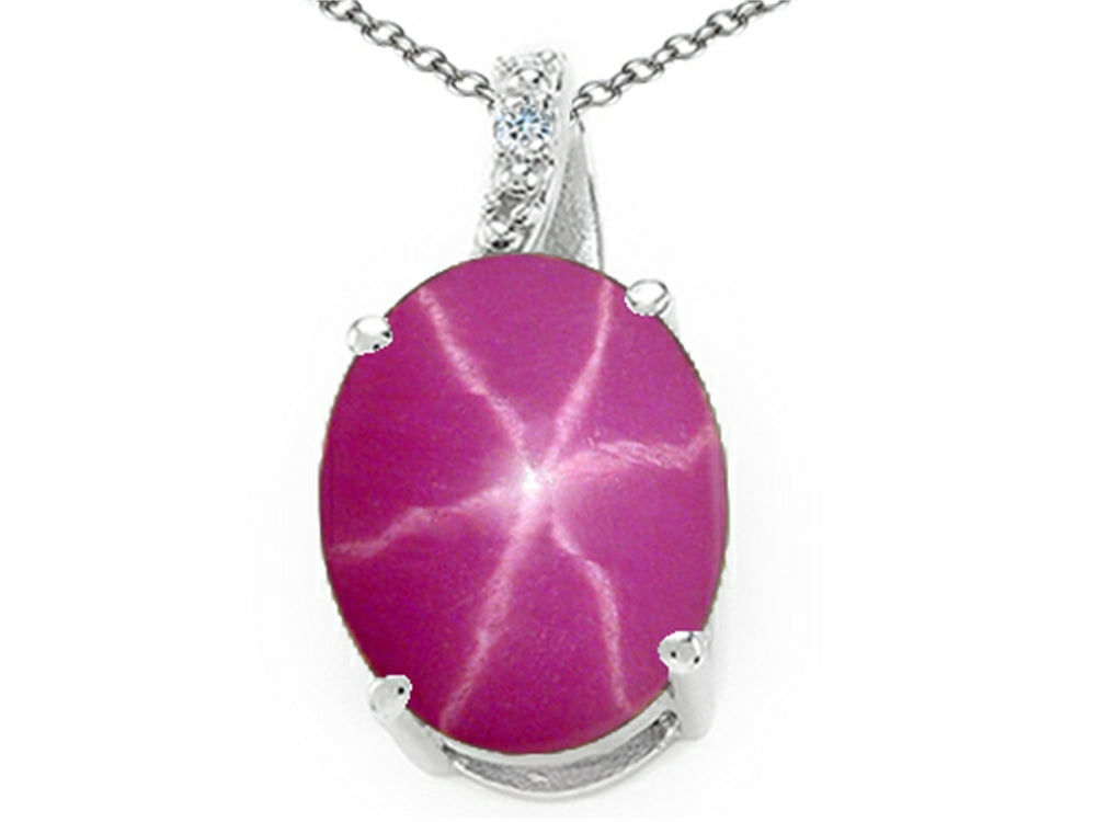 Tommaso Design Oval 10x8mm Created Star Ruby Pendant Necklace