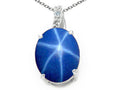 Tommaso Design Created Star Sapphire and Genuine Diamond Pendant Necklace