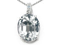 Tommaso Design Oval 10x8mm Genuine White Topaz Pendant Necklace