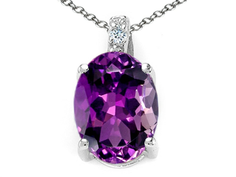 Tommaso Design Oval 10x8mm Genuine Amethyst Pendant Necklace