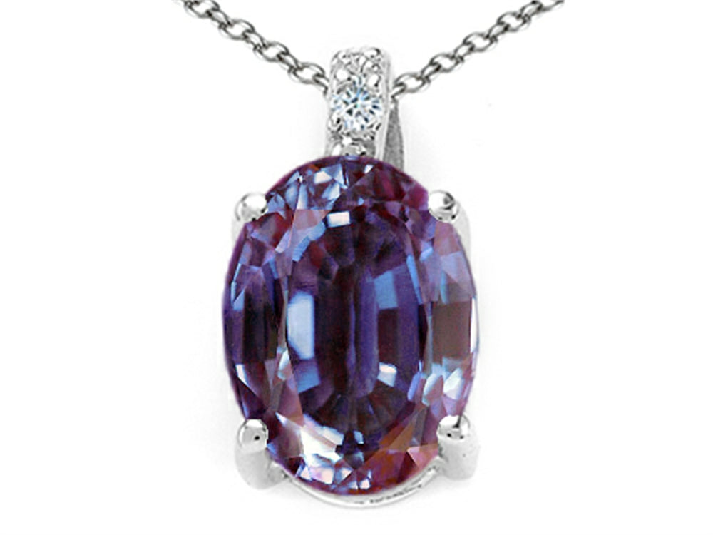 Tommaso Design Oval 8x6mm Simulated Alexandrite Pendant Necklace