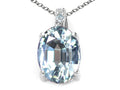 Tommaso Design Oval 10x8mm Simulated Aquamarine Pendant Necklace
