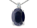 Tommaso Design Oval 8x6mm Genuine Black Sapphire Pendant Necklace