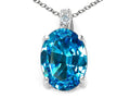 Tommaso Design Oval 10x8mm Genuine Blue Topaz Pendant Necklace