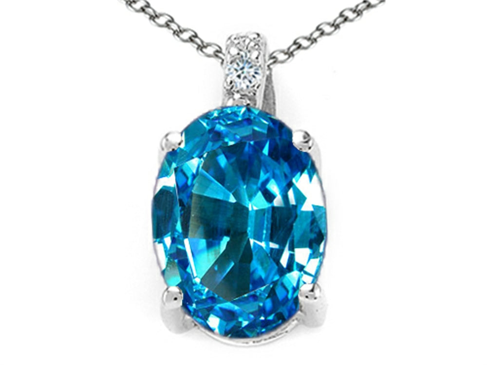 Tommaso Design Oval 10x8mm Genuine Blue Topaz Pendant Necklace
