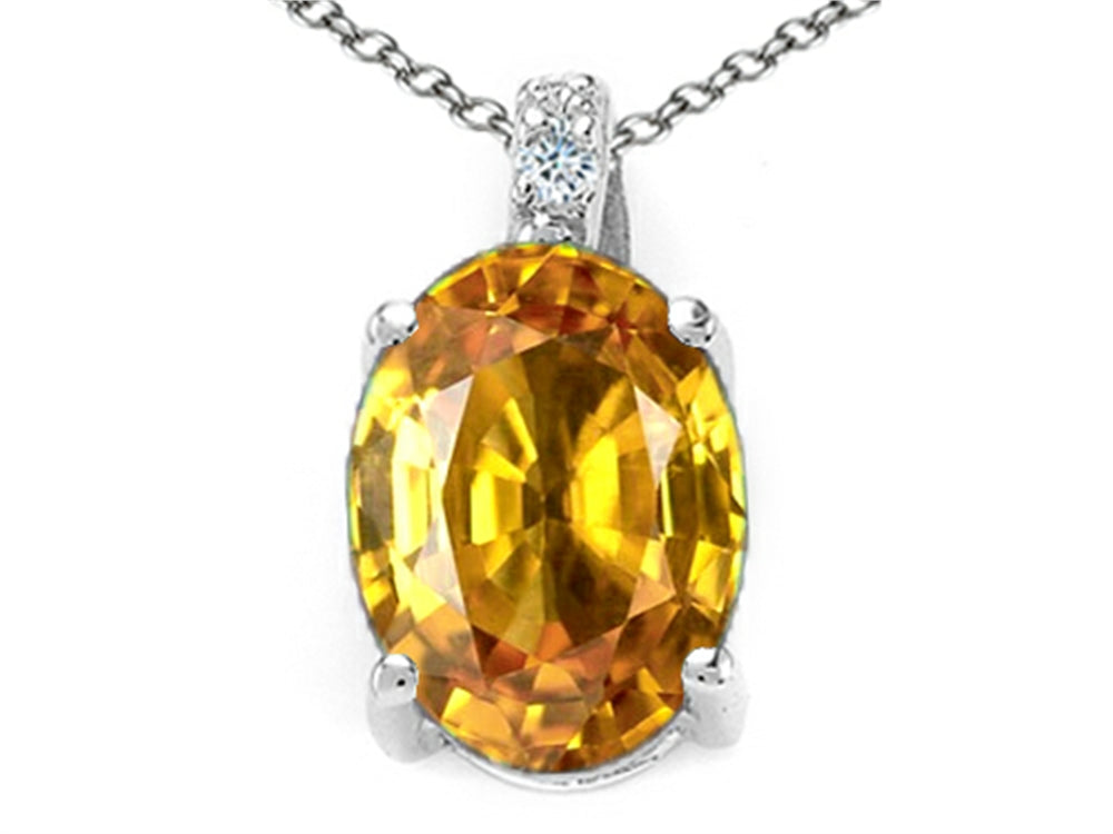 Tommaso Design Oval 10x8mm Genuine Citrine Pendant Necklace