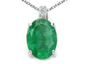 Tommaso Design Oval 8x6mm Genuine Emerald Pendant Necklace