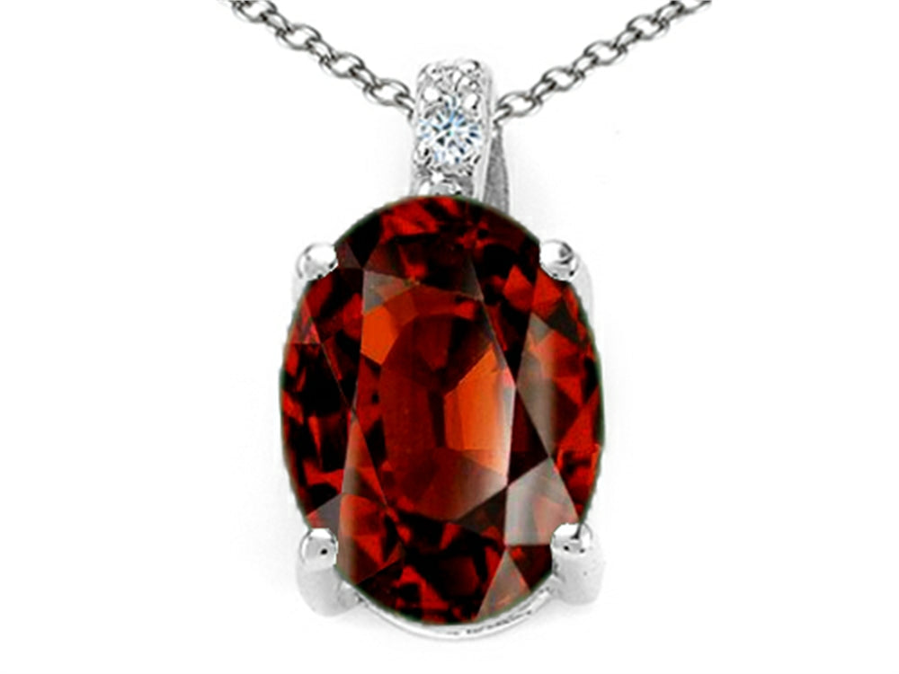 Tommaso Design Oval 8x6mm Genuine Garnet Pendant Necklace