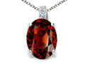 Tommaso Design Oval 8x6mm Genuine Garnet Pendant Necklace
