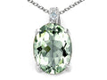 Tommaso Design Oval 8x6mm Green Amethyst Pendant Necklace