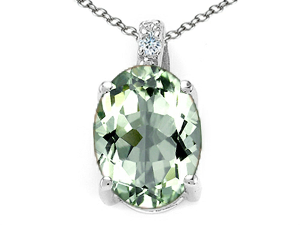 Tommaso Design™ Oval 8x6mm Green Amethyst Pendant Necklace