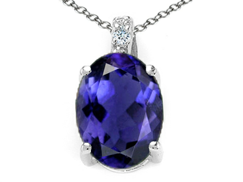 Tommaso Design Oval 8x6mm Genuine Iolite Pendant Necklace